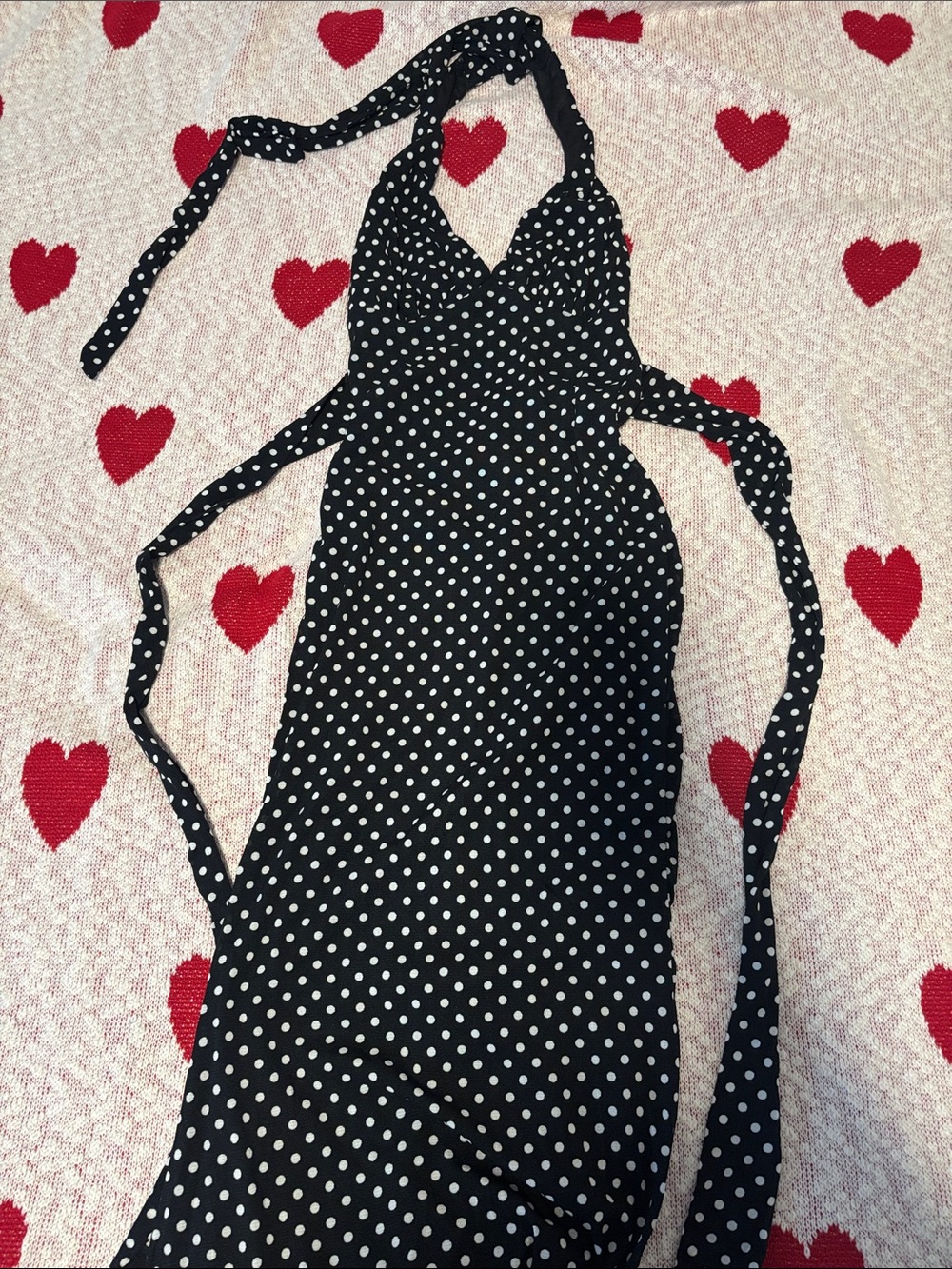 Windsor Black and White Polka Dot Halter Kids One-Piece